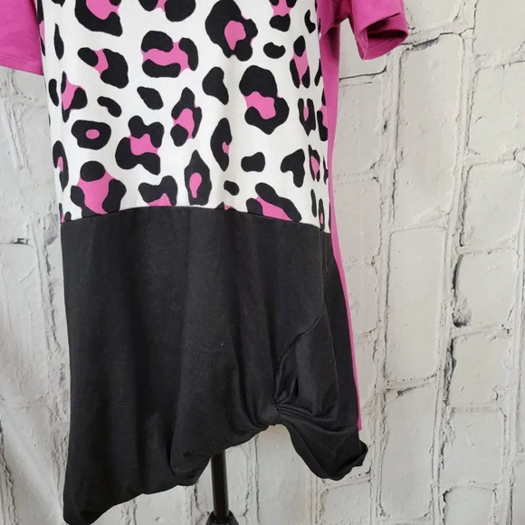 CLASSIC Tee Pink Black‎ Leopard Print Womens Basic Tee Casual Comfy Size L - Picture 2 of 6